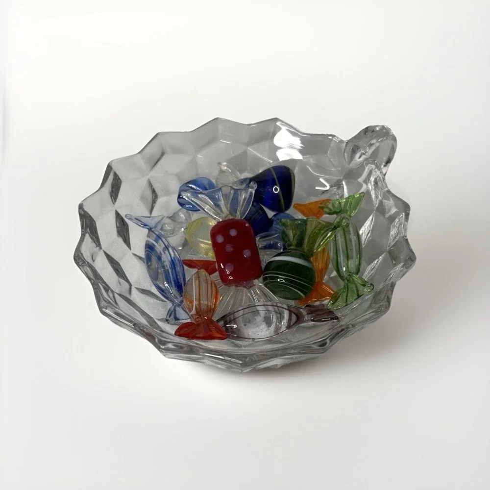 Vntage Moreno Style Glass Candies In A Fostoria Glass Bowl